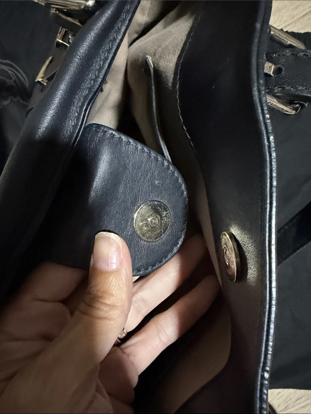 Versace Collection Black Leather Messenger Tote Bag